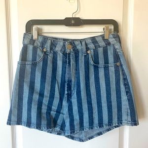 ZARA high waisted pin stripe denim shorts